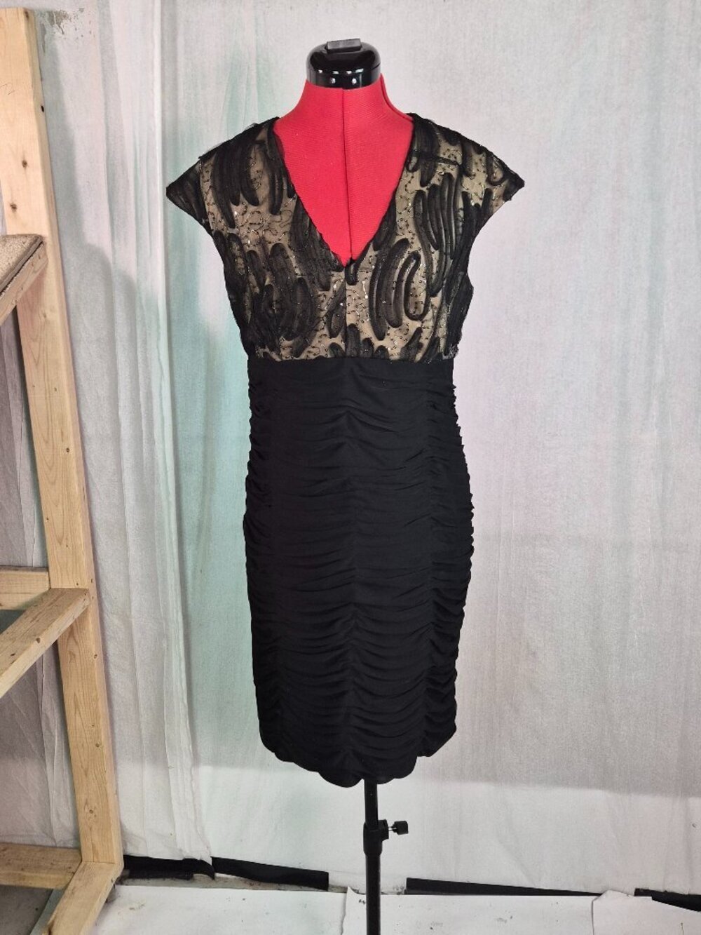 Scarlett Nite Womens Black Cocktail Dress Size 8 Sheer Lace Overlay G160